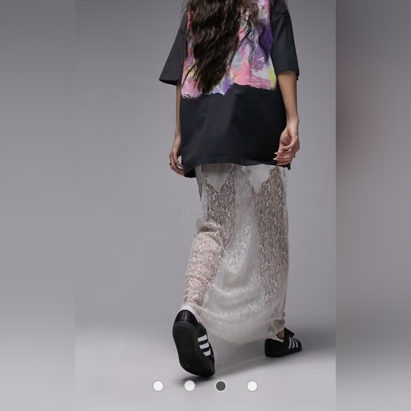 Topshop Satin Lace Mix Maxi Skirt in oyster size 4 - Picture 3 of 10